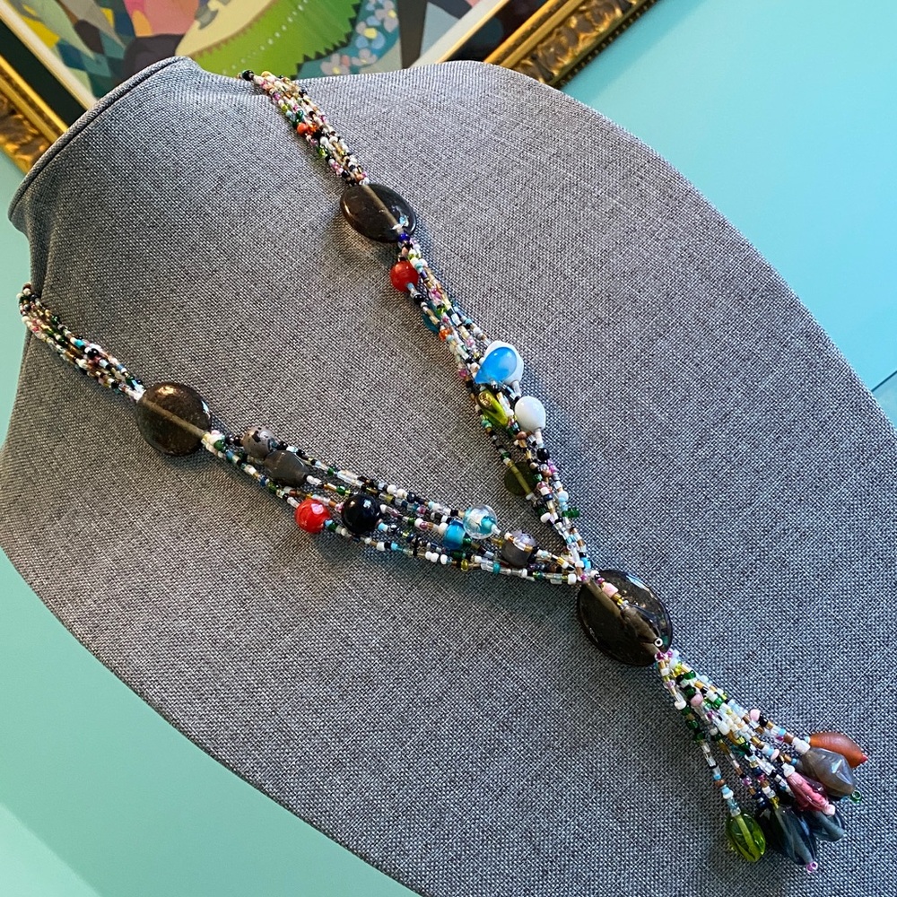 Multicolour Vintage Beaded Tassel Necklace